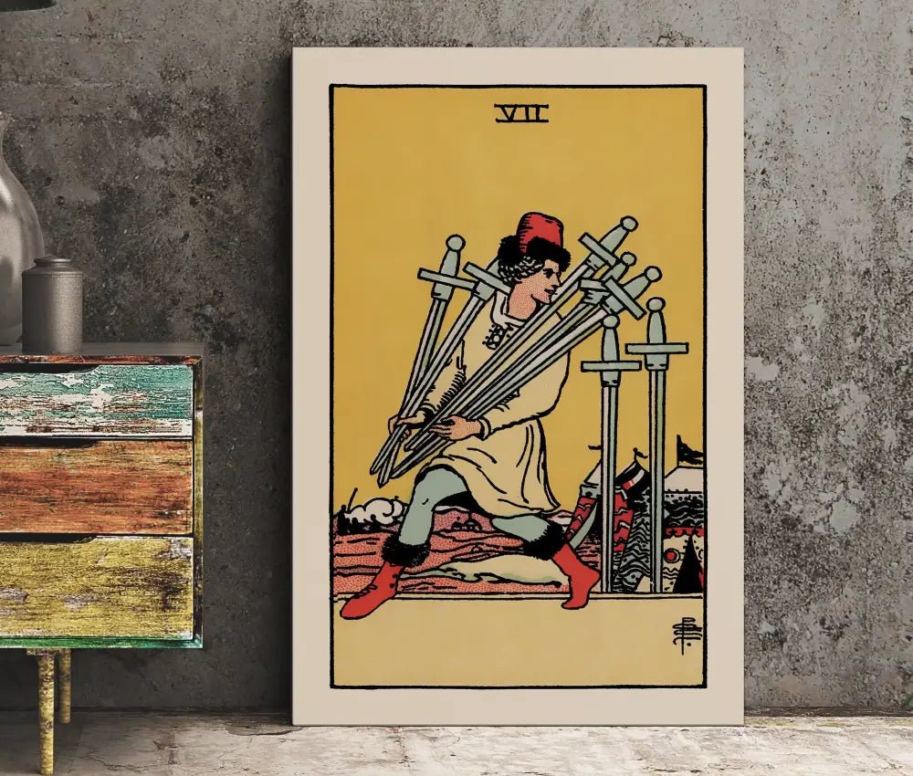 Seven Of Swords Tarot Card Print Poster Premium Wall Art by My Store