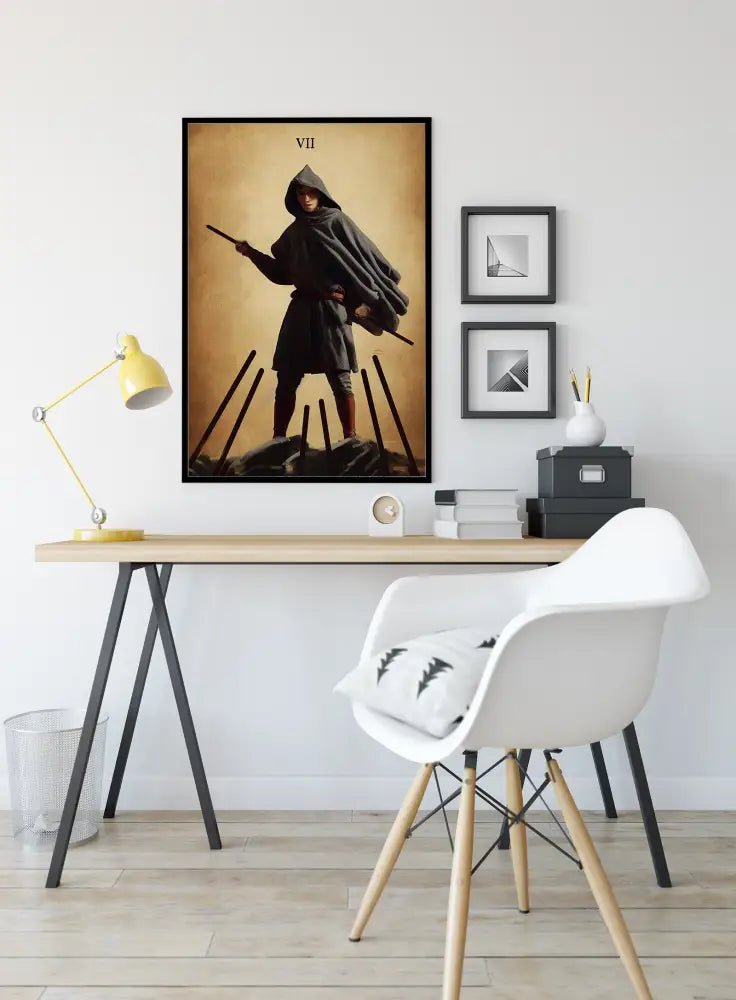 Seven of Wands Tarot Card Print From The Green Menagerie Deck Illustrated Artwork for Home Decor and Wall Art Poster by My Store
