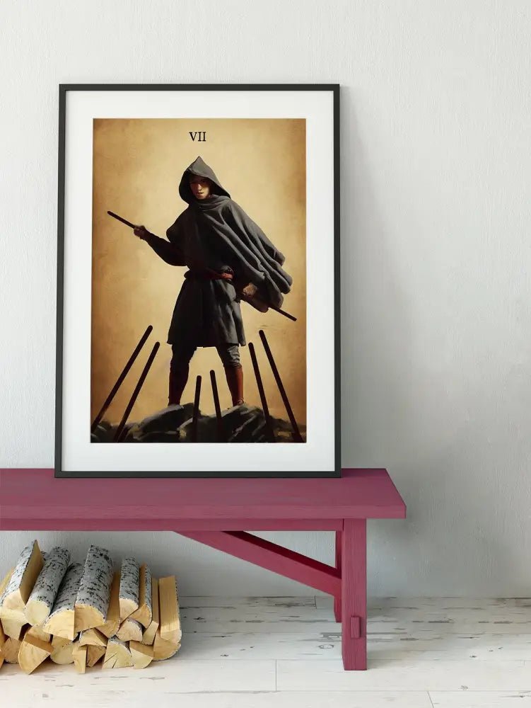 Seven of Wands Tarot Card Print From The Green Menagerie Deck Illustrated Artwork for Home Decor and Wall Art Poster by My Store