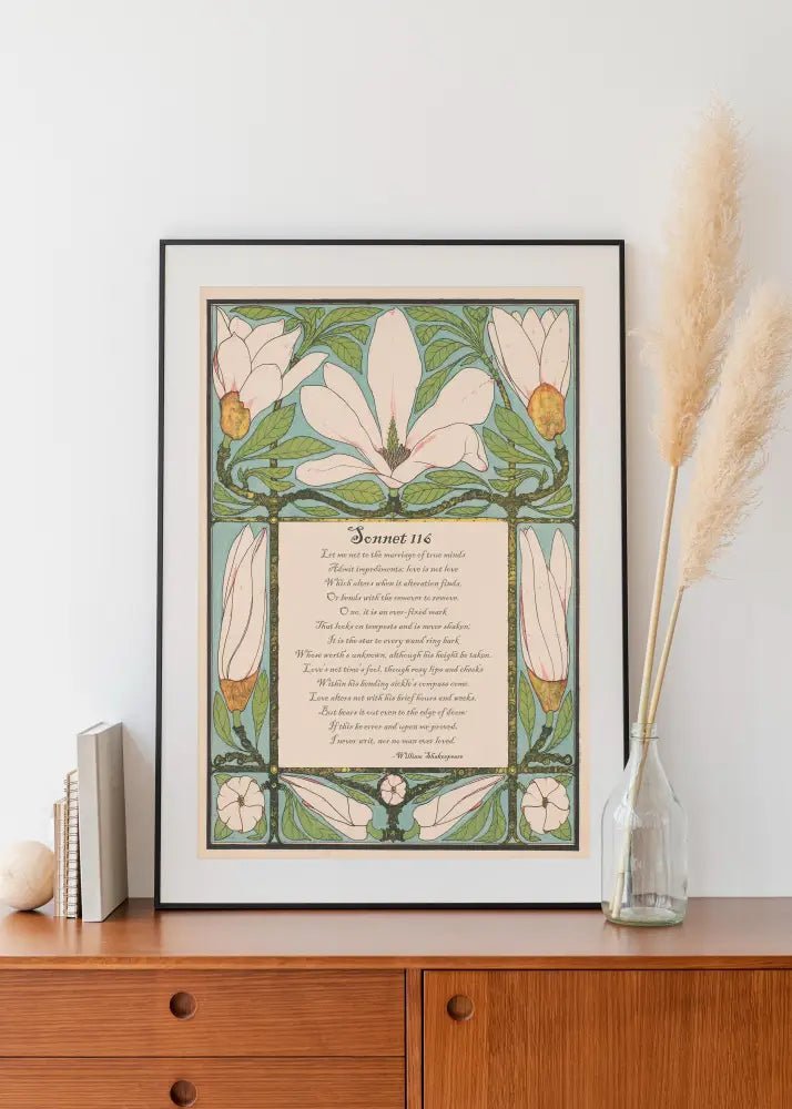 Shakespeare Sonnet 116 Customizable Art Print In Green And Beige Palette Perfect Poetry Gift by My Store