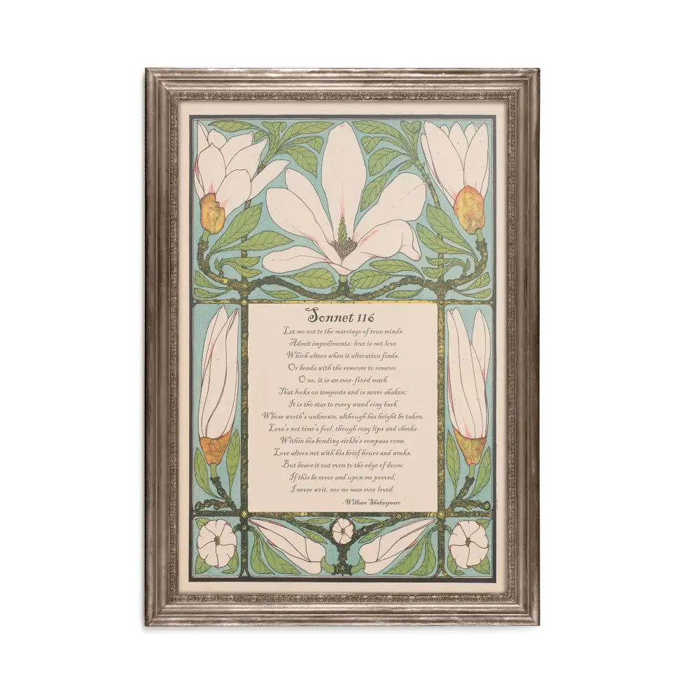 Shakespeare Sonnet 116 Customizable Art Print In Green And Beige Palette Perfect Poetry Gift by My Store