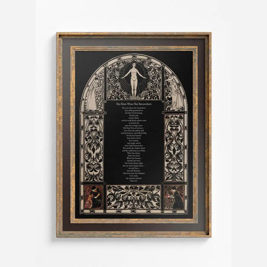 She Rises When She Remembers - Feminine - Manifestation Poem - Bohemian Quote Poster by DesignBohemian
