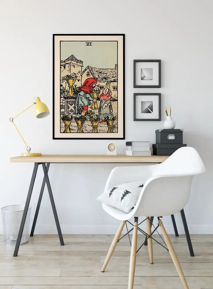 Six Of Cups Tarot Card Print Poster No Frame by My Store