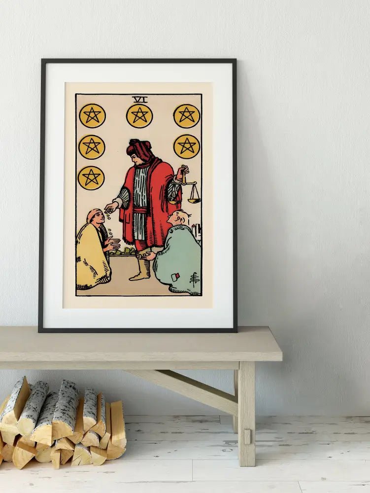 Six Of Pentacles Tarot Card Print Poster No Frame Decor Generosity Balance Wall Art by My Store