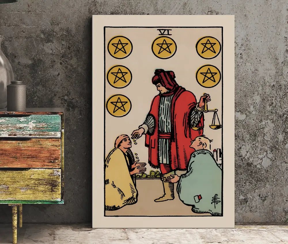 Six Of Pentacles Tarot Card Print Poster No Frame Decor Generosity Balance Wall Art by My Store