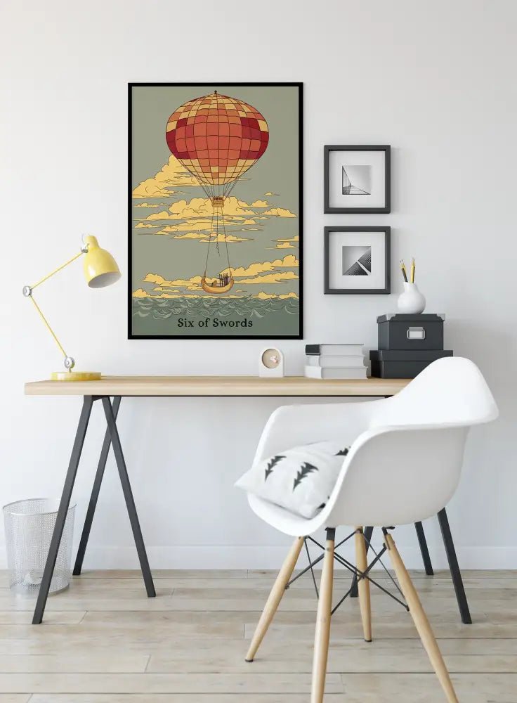 Six Of Swords Tarot Card Print Poster Floating On To The Other Side by My Store