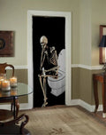 Skeleton on Toilet Door Panel Curtain - Bohemian Art Privacy Curtain by DesignBohemian