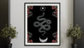 Snakes And Roses Moon With Red Roses Print No Frame Poster by My Store