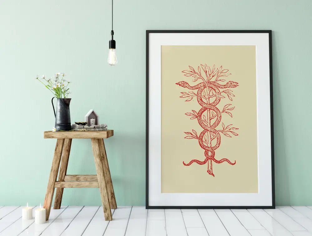 Snakes Caduceus Medicine Symbol Print By Claude Paradin No Frame Antique Icon Art Reproduction by My Store