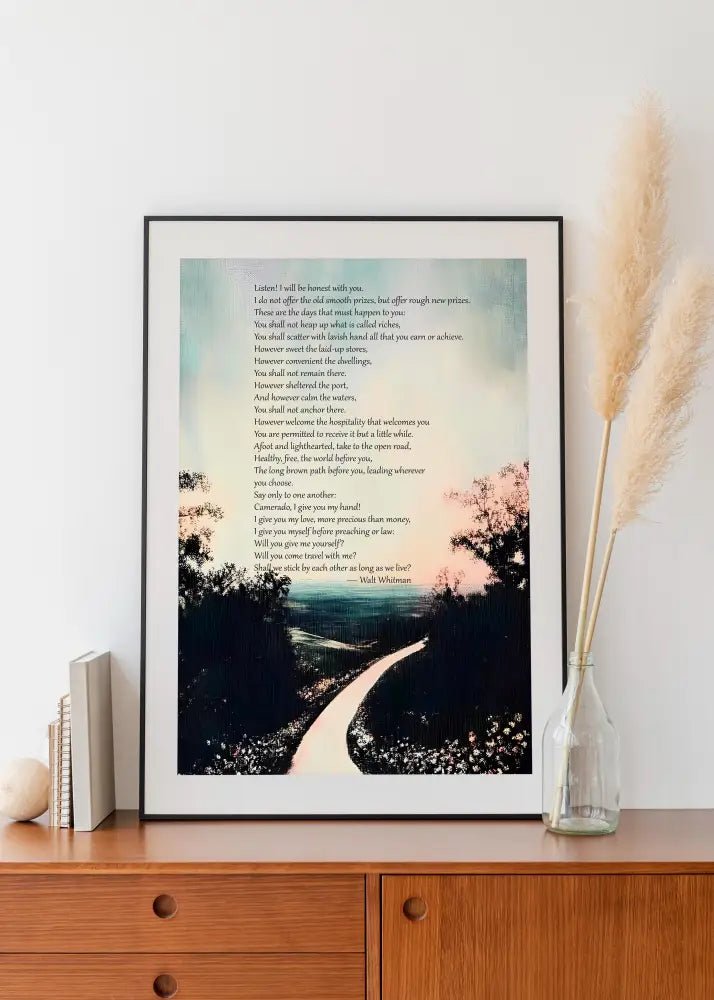 Song Of The Open Road Walt Whitman Print On Premium Archival Smooth Matte Fine Art Paper 230gsm by DesignBohemian
