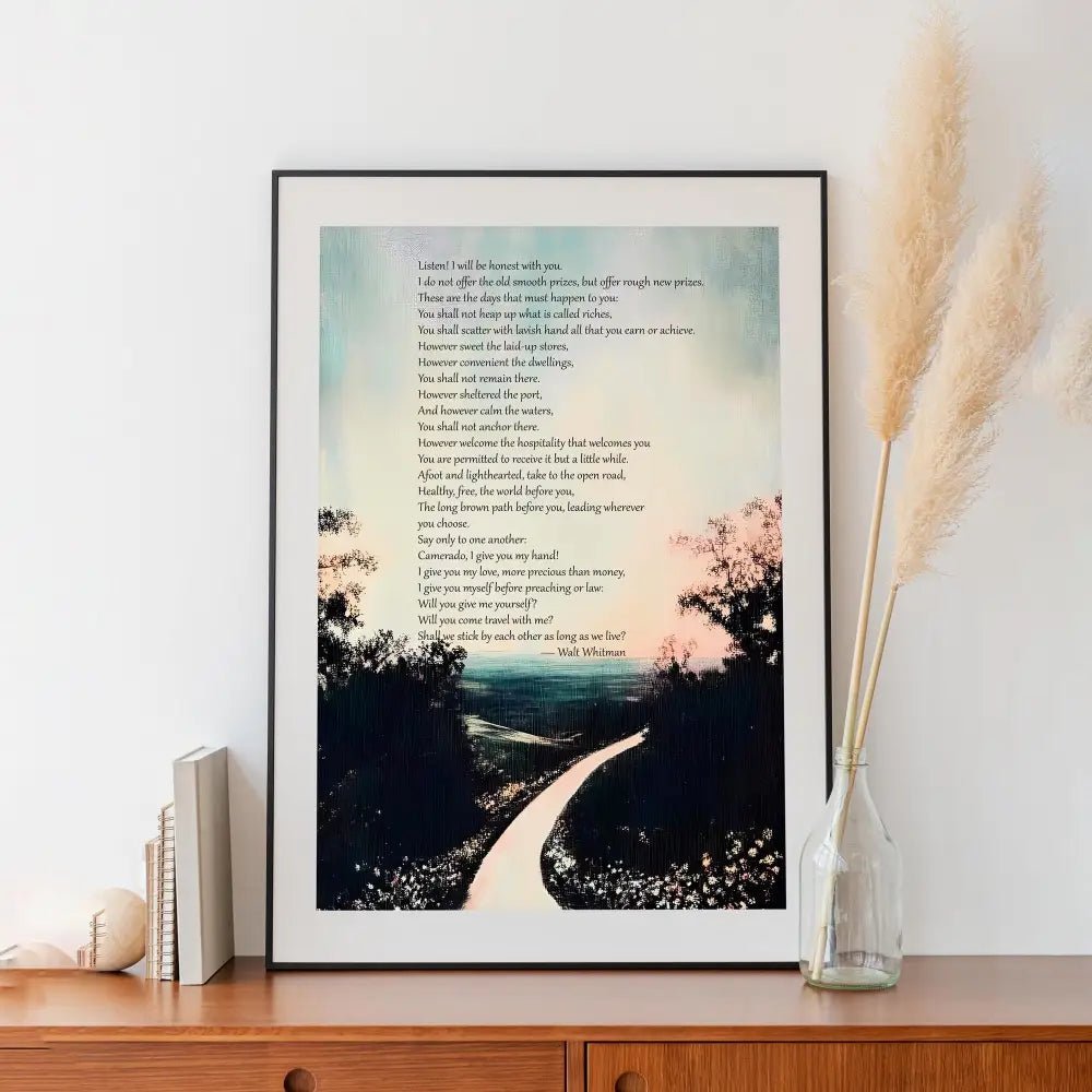 Song Of The Open Road Walt Whitman Print On Premium Archival Smooth Matte Fine Art Paper 230gsm by DesignBohemian