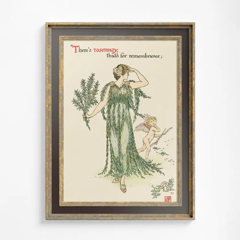 Spring Goddess Vintage Deco Art Nouveau Print Beige And Green by DesignBohemian