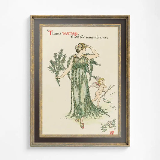 Spring Goddess Vintage Deco Art Nouveau Print Beige And Green by DesignBohemian