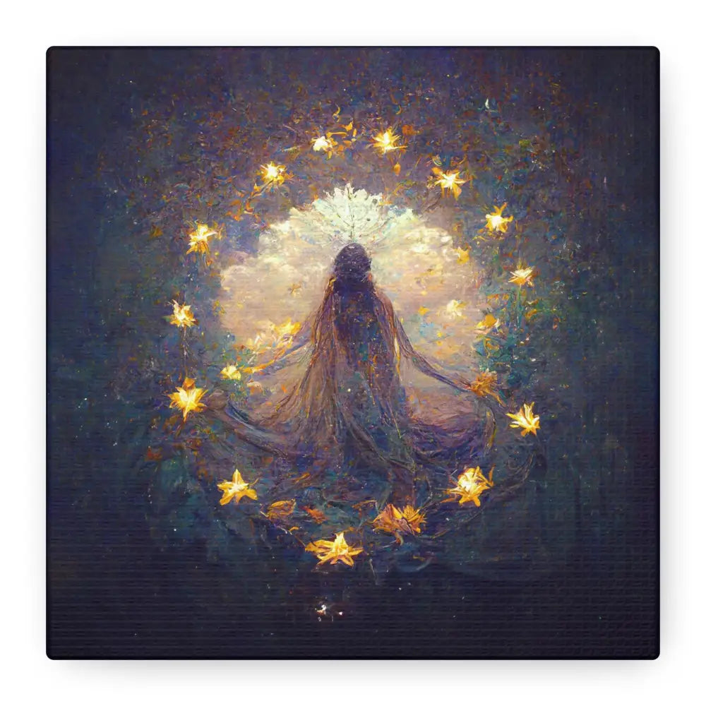 Starry Night Canvas Art: Ethereal Woman, Magical Home Decor by DesignBohemian