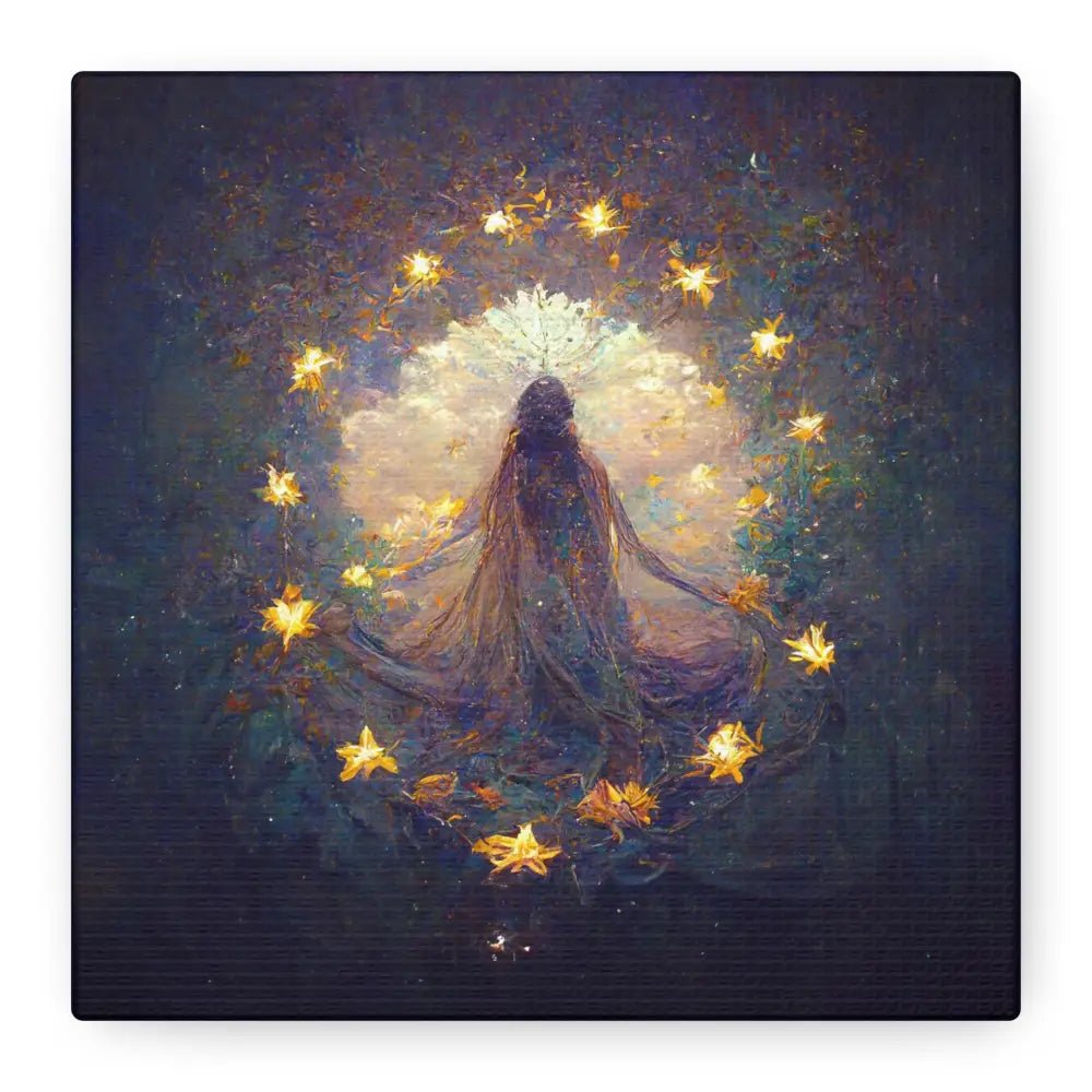 Starry Night Canvas Art: Ethereal Woman, Magical Home Decor by DesignBohemian