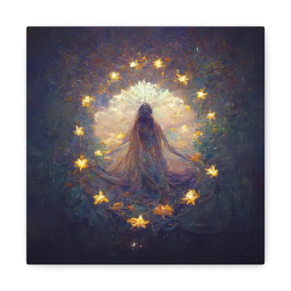 Starry Night Canvas Art: Ethereal Woman, Magical Home Decor by DesignBohemian