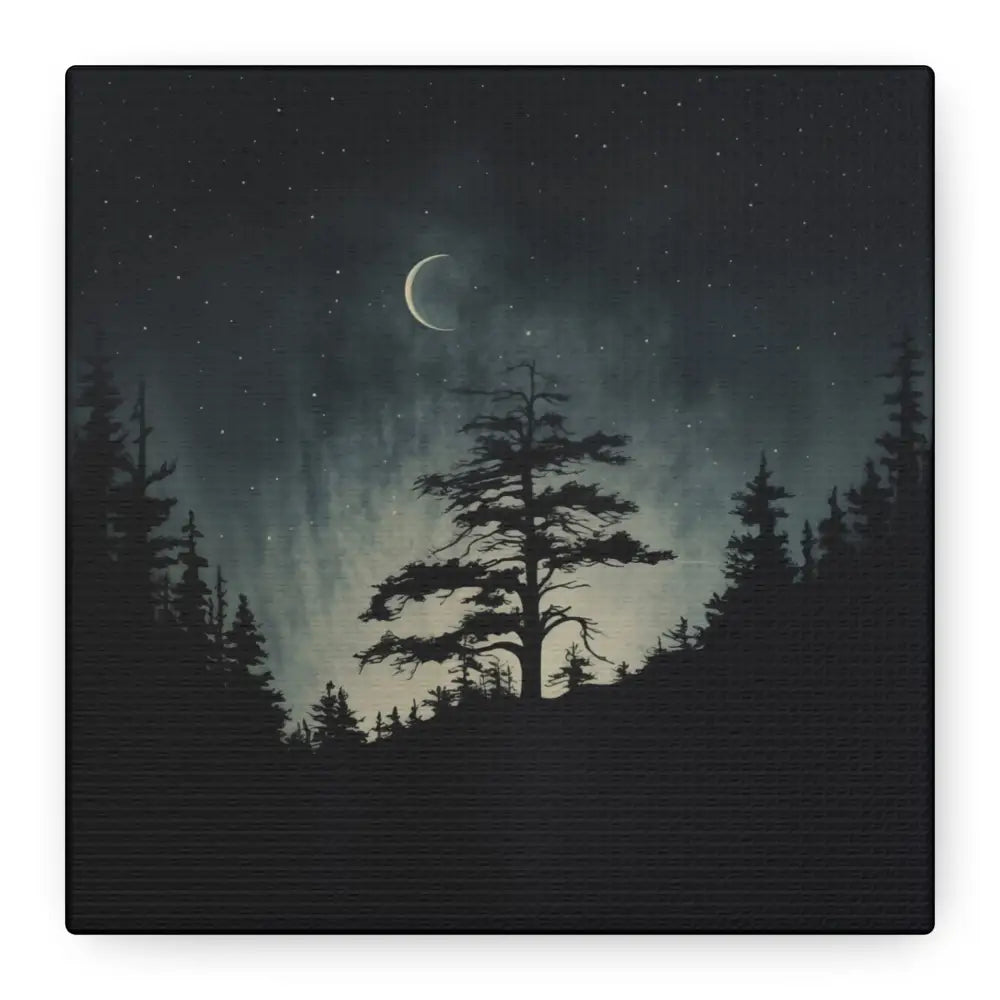 Starry Night Matte Canvas Wall Art, Celestial Home Decor, Nature Lovers Gift, Rustic Wall Decor, Peaceful Bedroom Artwork - DesignBohemian