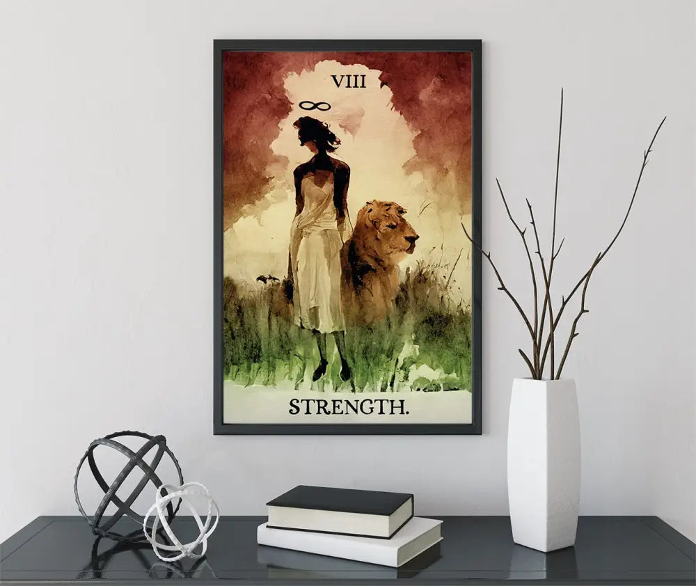 Strength Tarot Card Print From The Green Menagerie Tarot Original Ink Wash Poster For Courage And Compassion by My Store