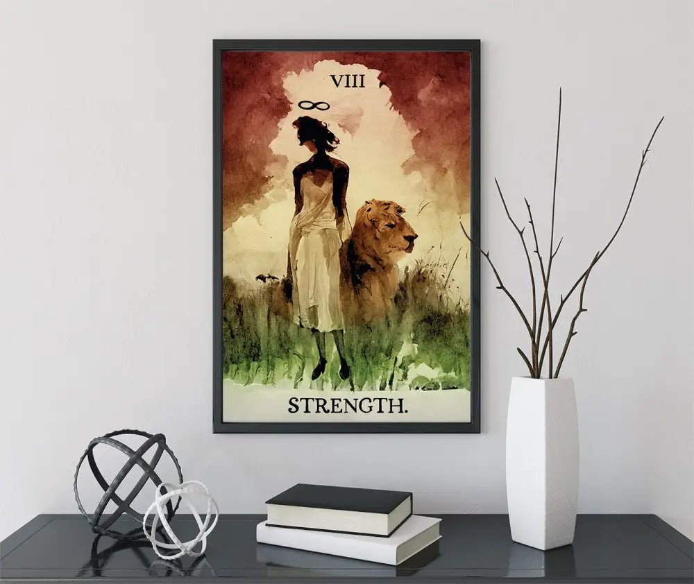 Strength Tarot Card Print From The Green Menagerie Tarot Original Ink Wash Poster For Courage And Compassion by My Store