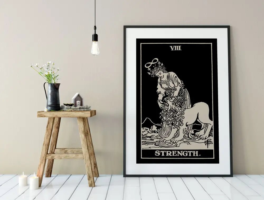 Strength Tarot Card Print No Frame The Strength Card Poster Wall Art For Tarot Lovers by My Store
