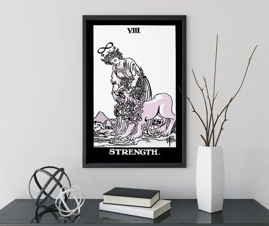 Strength Tarot Card Print Pink No Frame Poster Wall Art For Courage And Resilience by My Store