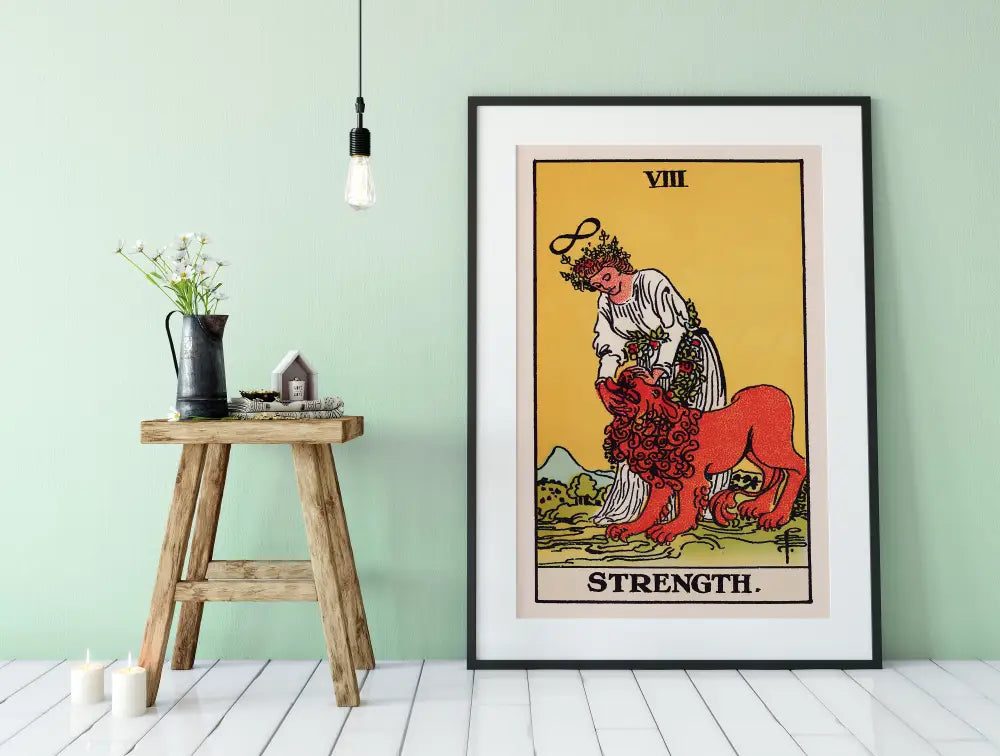 Strength Tarot Card Print Poster No Frame Unframed Wall Art For Tarot Lovers Collectors by My Store
