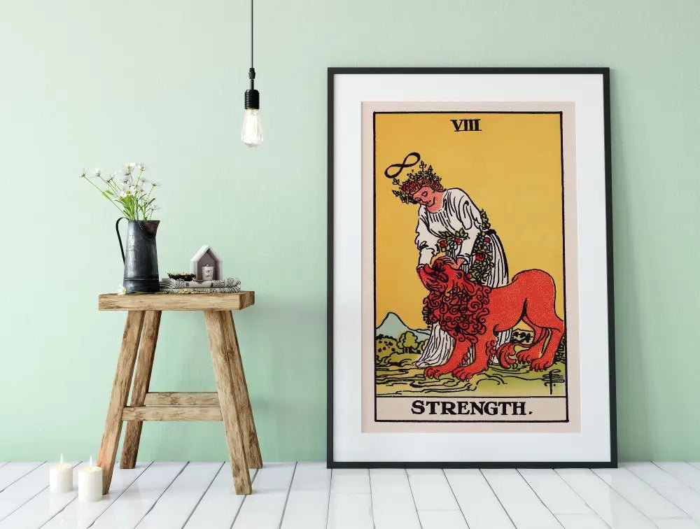 Strength Tarot Card Print Poster No Frame Unframed Wall Art For Tarot Lovers Collectors by My Store