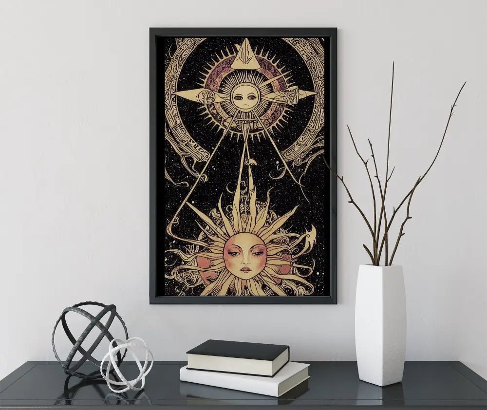 Sun Print Art Nouveau Bohemian Large Mucha Artwork Black Gold by My Store