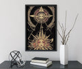 Sun Print Art Nouveau Bohemian Large Mucha Artwork Black Gold by My Store