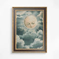 Sun With Face Sky Painting Nursery Print Wall Art by My Store