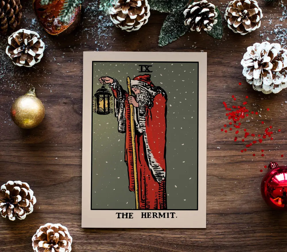 Tarot Themed Hermit Santa Christmas Card Poster No Frame by My Store