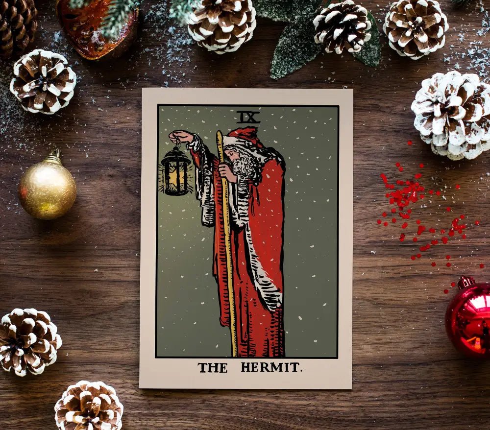 Tarot Themed Hermit Santa Christmas Card Poster No Frame by My Store