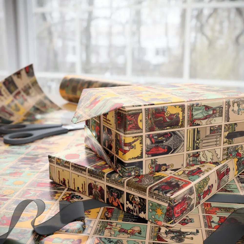 Tarot Wrapping Paper Rider Waite Gift Wrap Halloween Birthday Gifts Holiday Wrapping Eco-Friendly Gift Wrap Paper Roll