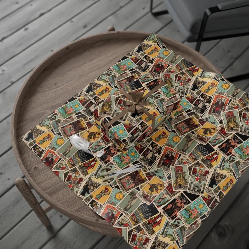 Tarot Wrapping Paper Rider Waite Gift Wrap Halloween Birthday Gifts Holiday Wrapping Scattered Tarot Cards Paper Roll