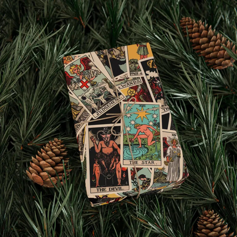 Tarot Wrapping Paper Rider Waite Gift Wrap Halloween Birthday Gifts Holiday Wrapping Scattered Tarot Cards Paper Roll