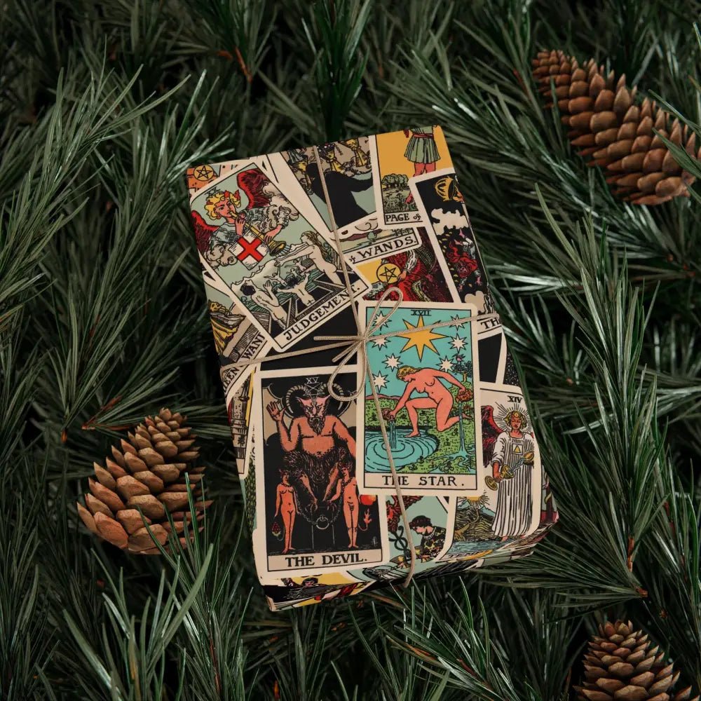 Tarot Wrapping Paper Rider Waite Gift Wrap Halloween Birthday Gifts Holiday Wrapping Scattered Tarot Cards Paper Roll