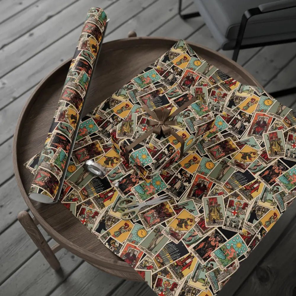 Tarot Wrapping Paper Rider Waite Gift Wrap Halloween Birthday Gifts Holiday Wrapping Scattered Tarot Cards Paper Roll