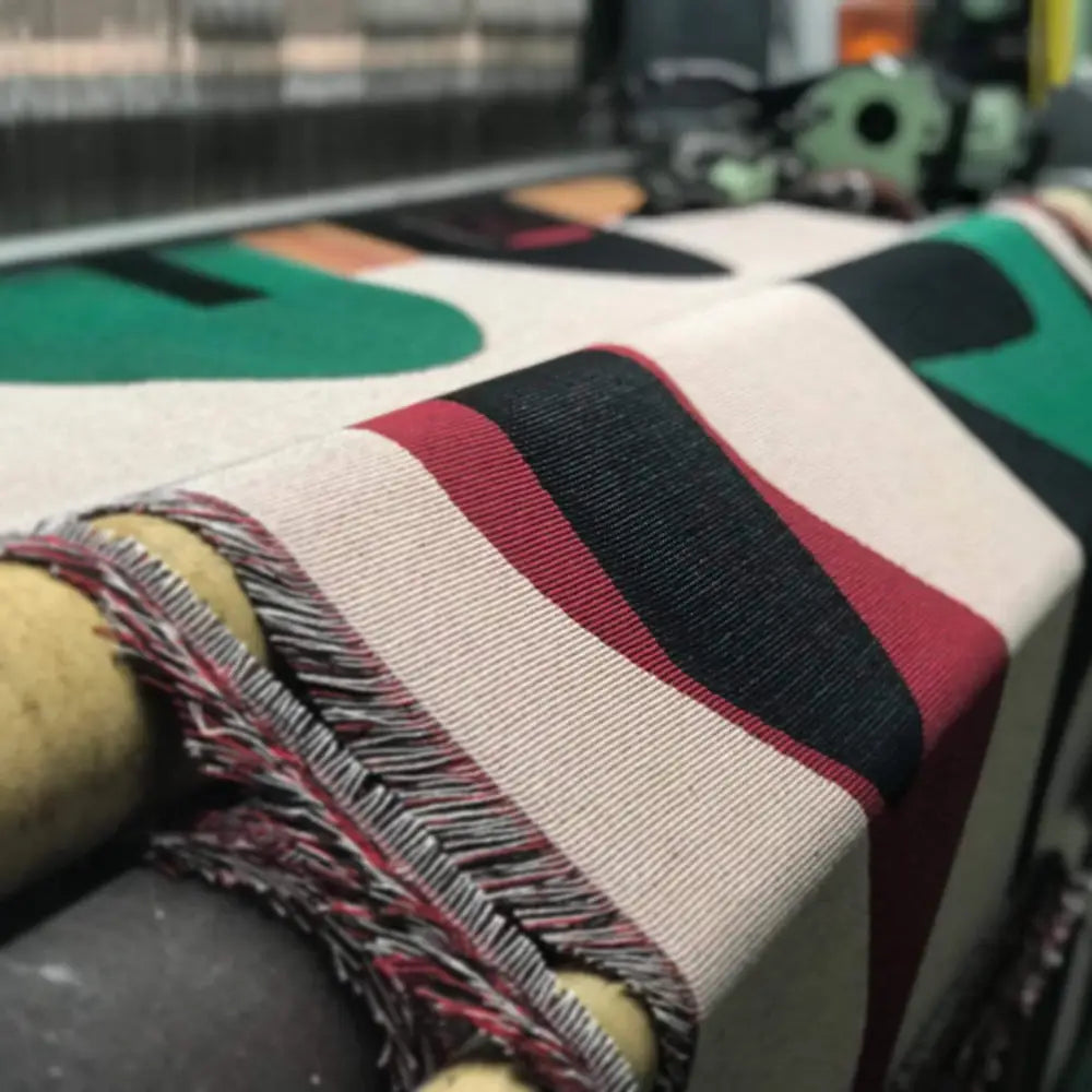 Teal Woven Cotton Blanket: Vintage Bohemian Tapestry Throw by DesignBohemian