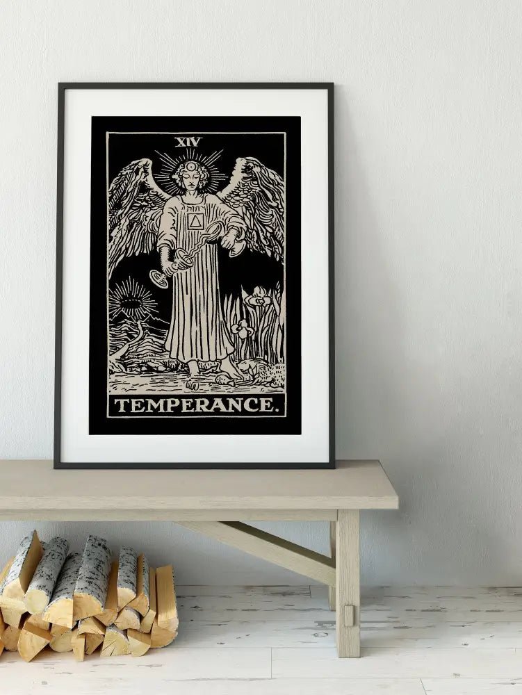 Temperance Black Tarot Card Print No Frame Poster Art For Elegant Calm Wall Decor by My Store