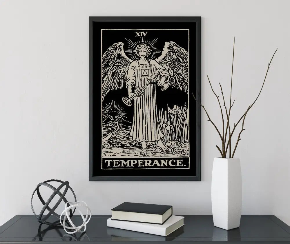 Temperance Black Tarot Card Print No Frame Poster Art For Elegant Calm Wall Decor by My Store