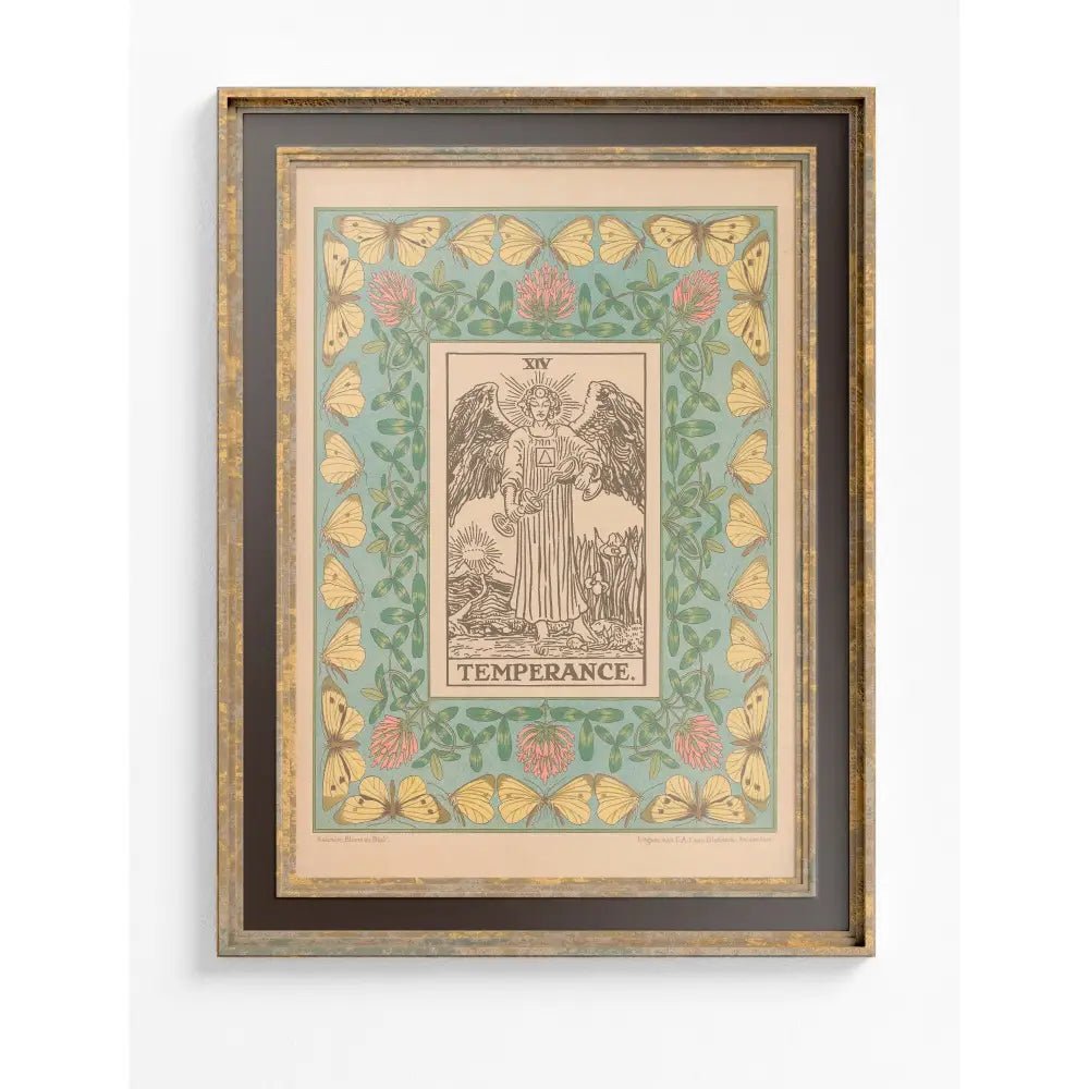 Temperance Print Vintage Shabby Chic Tarot Poster Blue Pink Wall Art for Living Room Decor by My Store