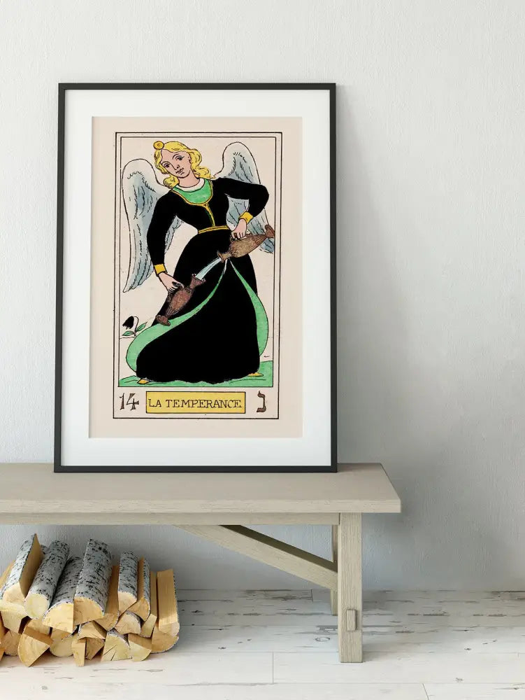Temperance Tarot Card Print Oswald Wirth Poster Art French Tarot Wall Decor For Collectors by My Store