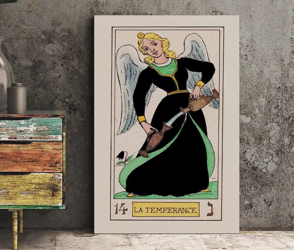 Temperance Tarot Card Print Oswald Wirth Poster Art French Tarot Wall Decor For Collectors by My Store