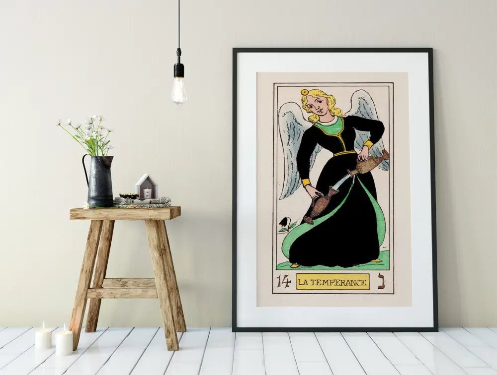 Temperance Tarot Card Print Oswald Wirth Poster Art French Tarot Wall Decor For Collectors by My Store