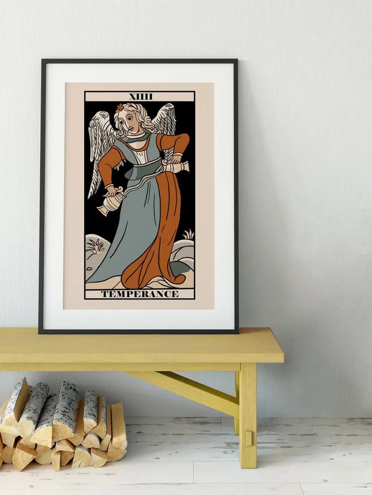 Temperance Tarot de Marseille Card Print Neutral Vibe Poster by My Store