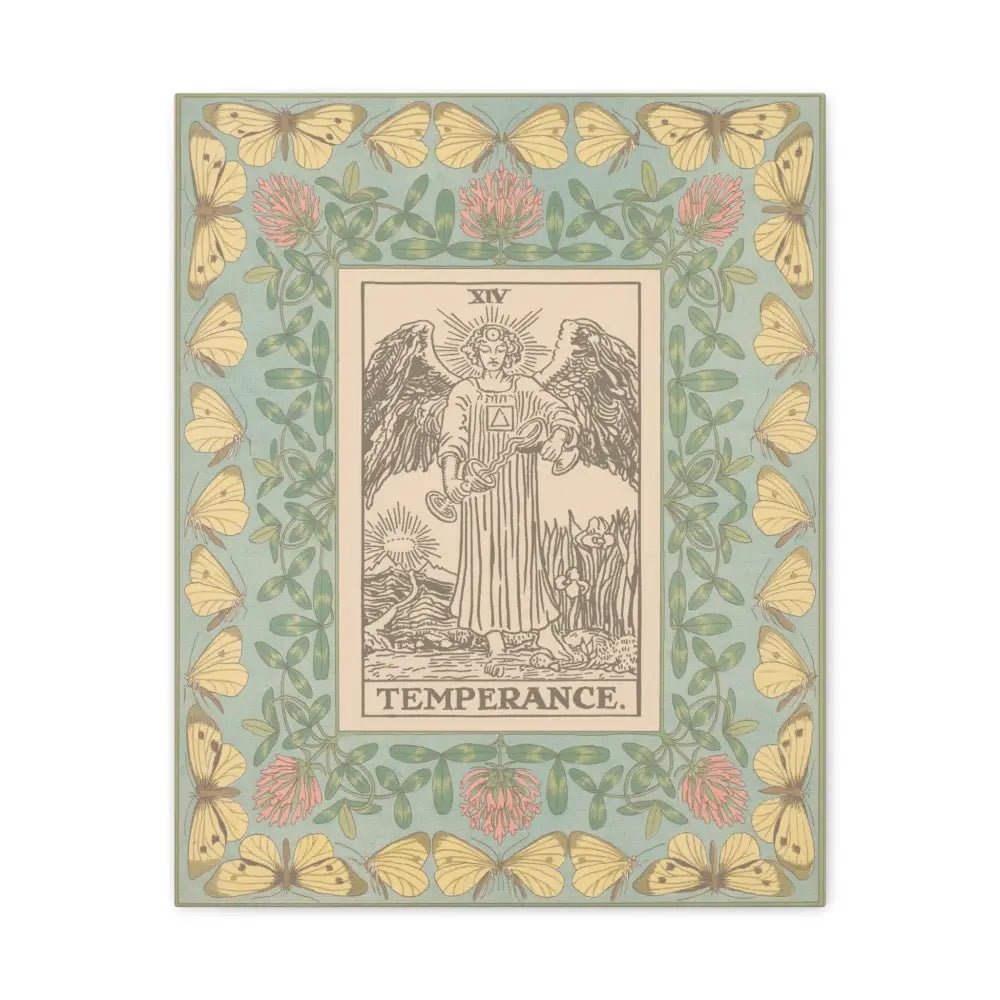 Matte Canvas Wall Art with Temperance Design, Inspirational Home Decor, Butterfly Decor, Tarot Wall Art, Vintage Style Canvas - DesignBohemian