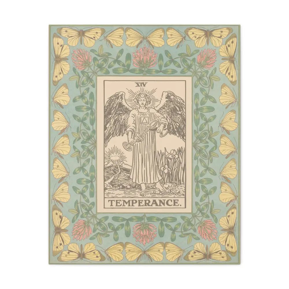Matte Canvas Wall Art with Temperance Design, Inspirational Home Decor, Butterfly Decor, Tarot Wall Art, Vintage Style Canvas - DesignBohemian