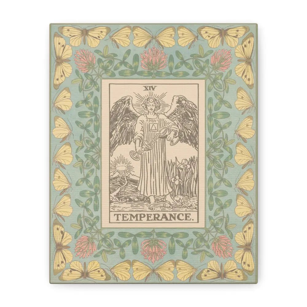 Matte Canvas Wall Art with Temperance Design, Inspirational Home Decor, Butterfly Decor, Tarot Wall Art, Vintage Style Canvas - DesignBohemian