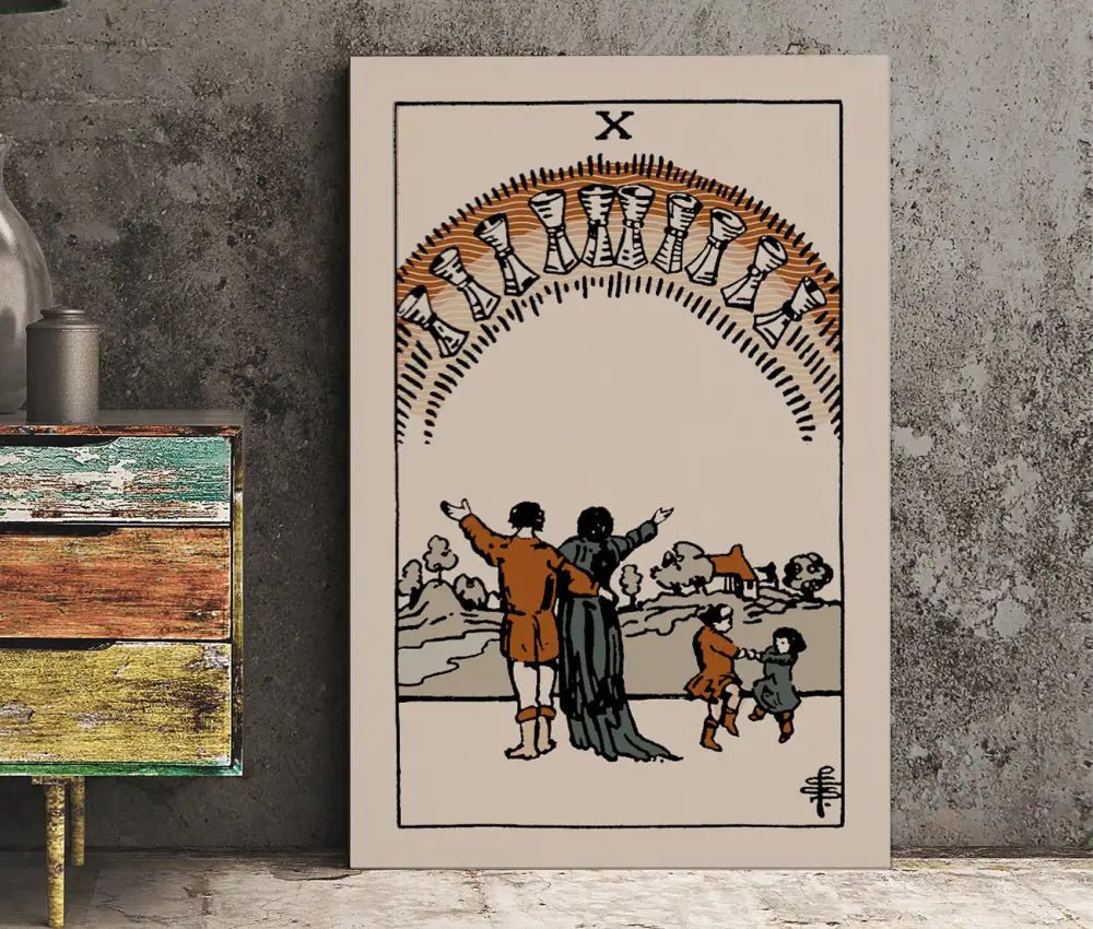 Ten Of Cups Tarot Card Print Natural Vibe Poster No Frame Elegant Spiritual Home Decor by My Store