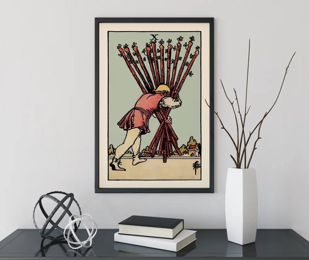 Ten Of Wands Tarot Card Print No Frame Poster Customizable Wall Art For Tarot Lovers by My Store